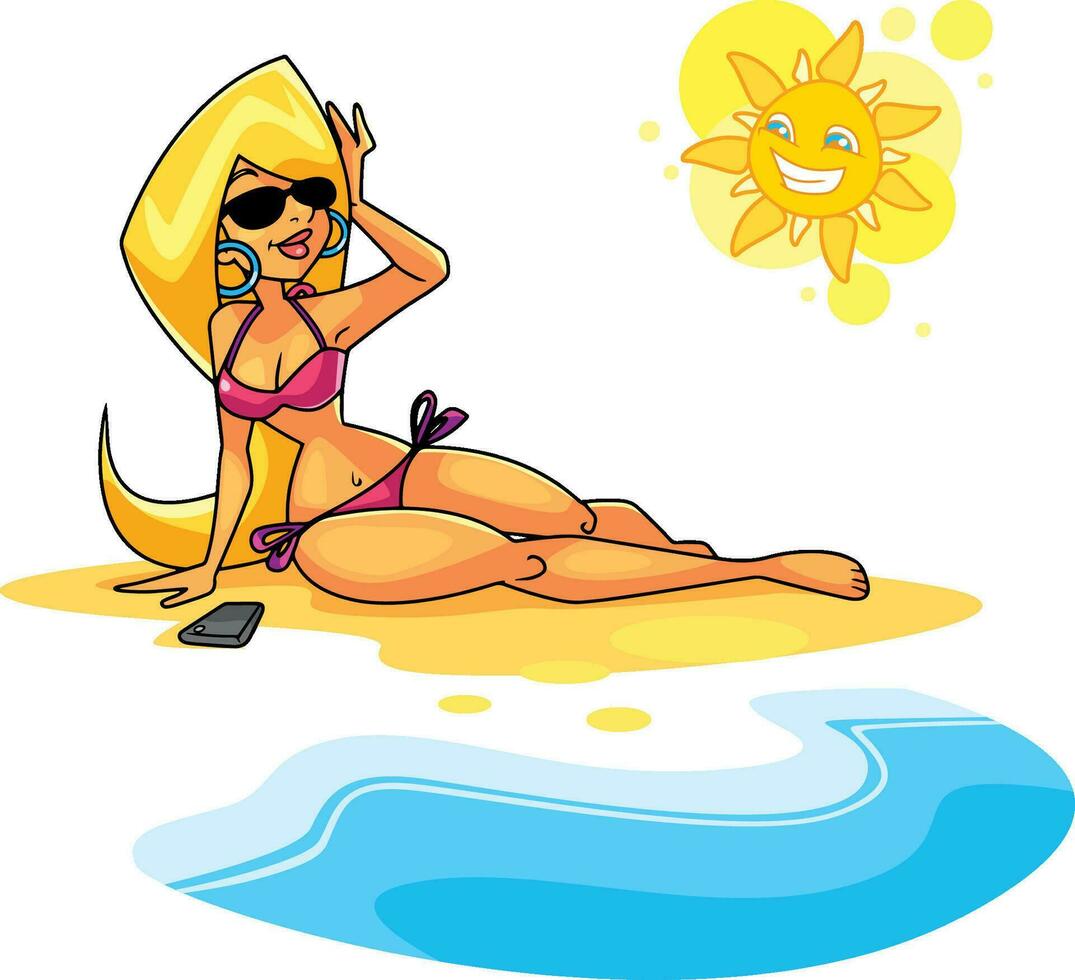 Beach Girl Sitting vector