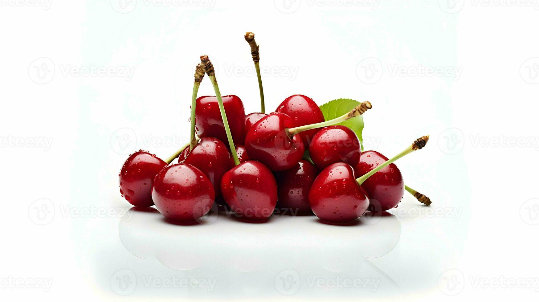 AI generated A handful of cherries on a white background isolated. High quality. AI Generative photo