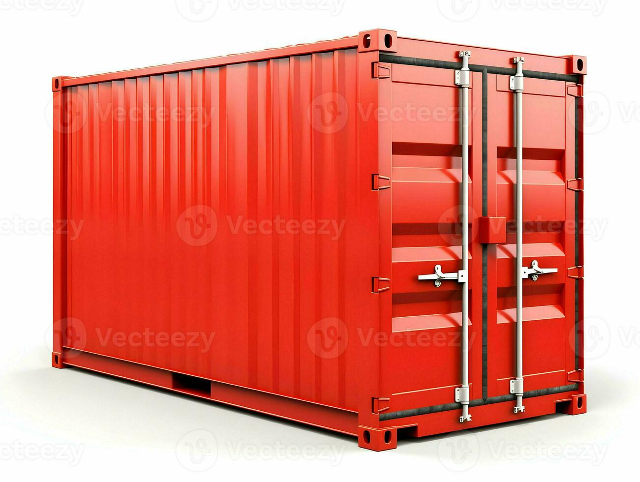AI generated Red steel container isolated white background. High quality. AI Generative photo