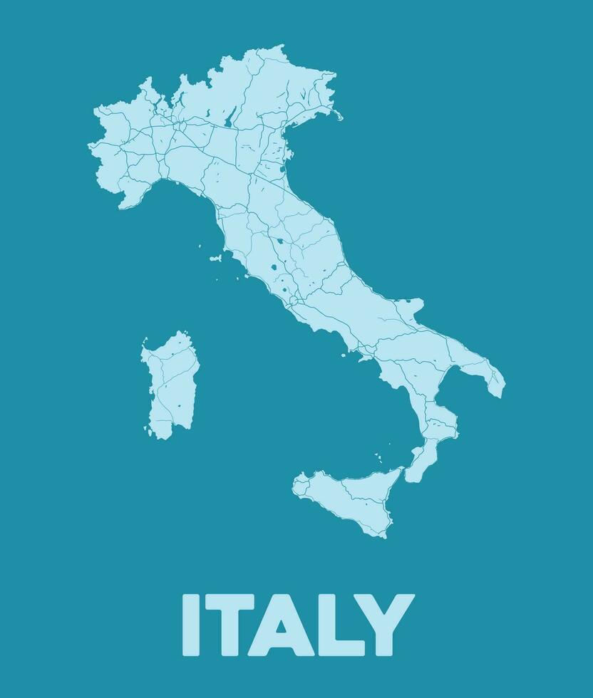 detallado Italia mapa diseño vector