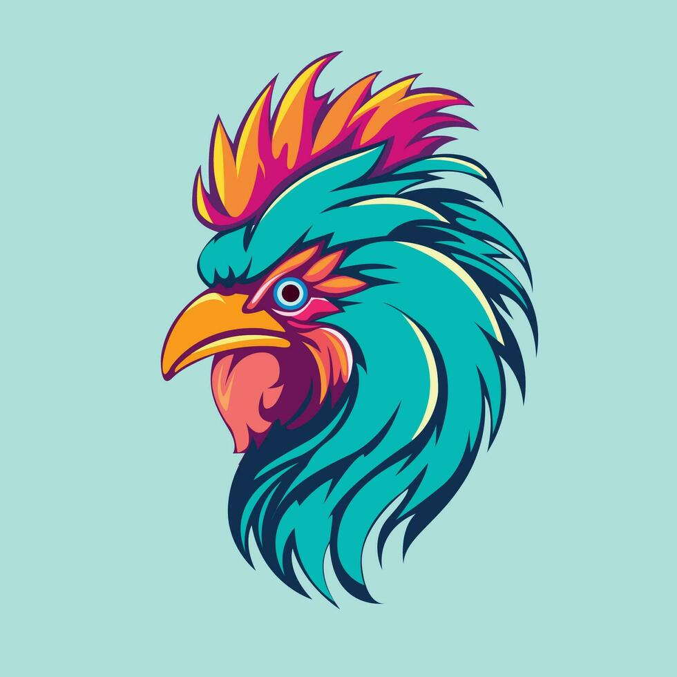 rooster head logo vector illustration manually created