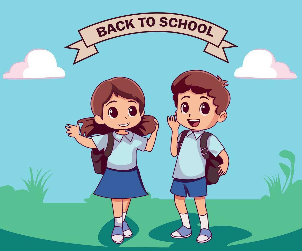 Back to School children Illustration manually created vector