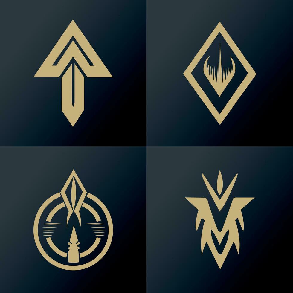 Golden symbol vector logo on black gradient background manually created