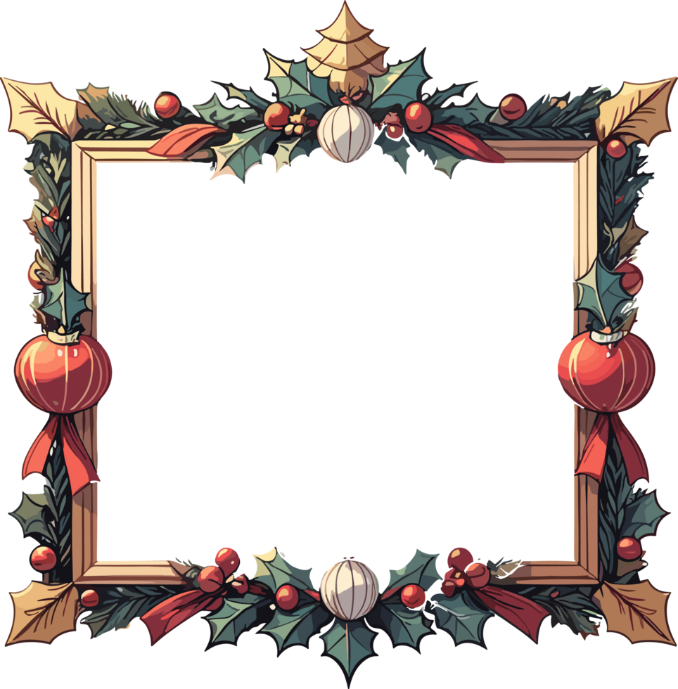 AI generated Christmas Frame Decoration Cartoon png