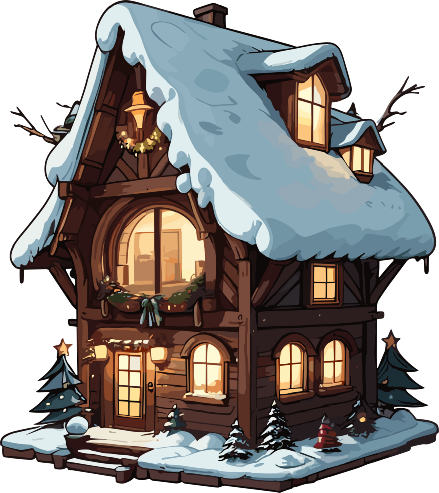 AI generated Christmas House Illustration Design png