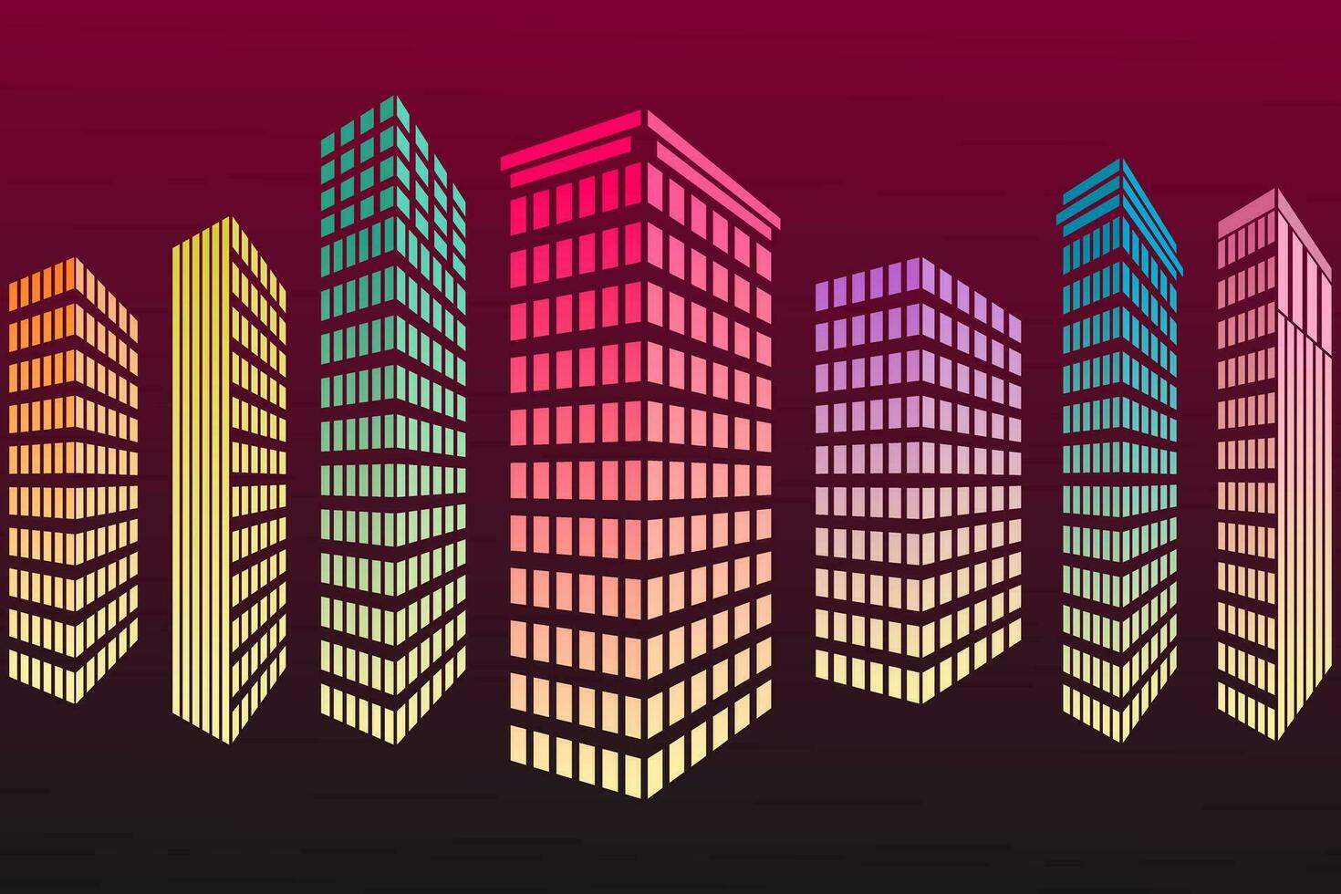 Futuristic cityscape. Multicolored building for metaverse or virtual reality technology concept. Vector illustration.