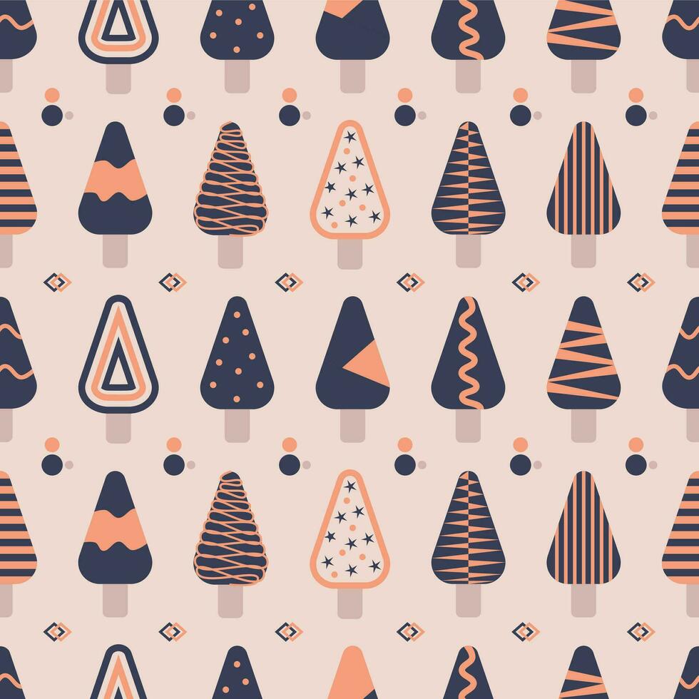 Christmas trees background seamless pattern. Nordic Scandinavian seamless pattern. Vector illustration.