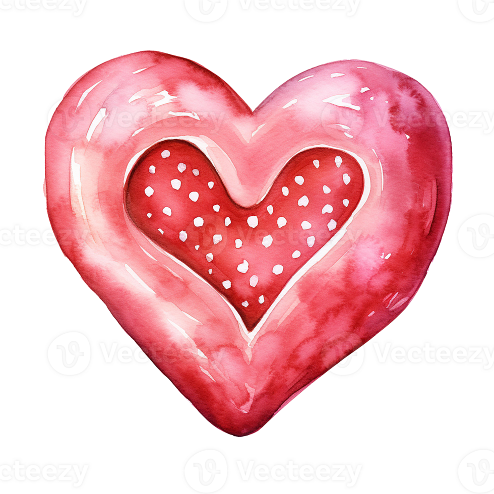 AI generated Watercolor Cute Valentine Clipart, heart-shaped shortbread cookie .Ai Generate png