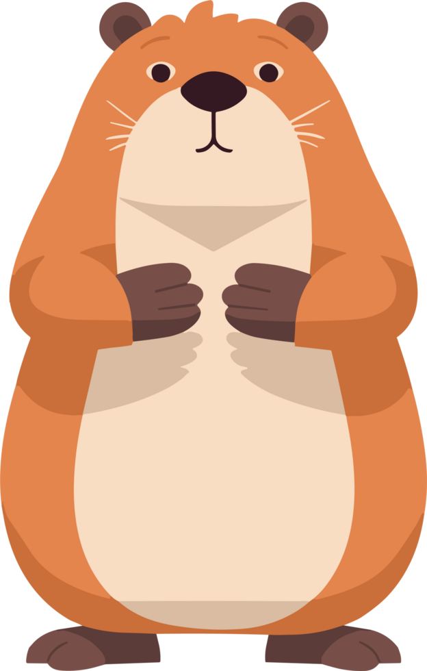 AI generated Cute animal cartoon character Groundhog flat style . png