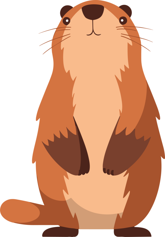 AI generated Cute animal cartoon character Groundhog flat style . png