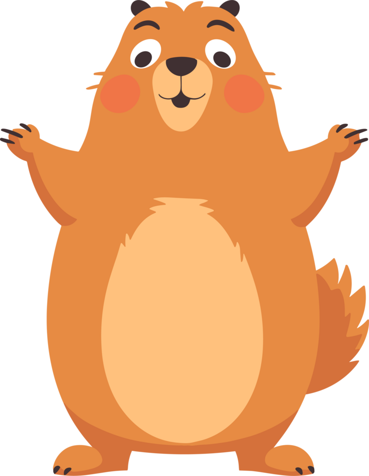 AI generated Cute animal cartoon character Groundhog flat style . png