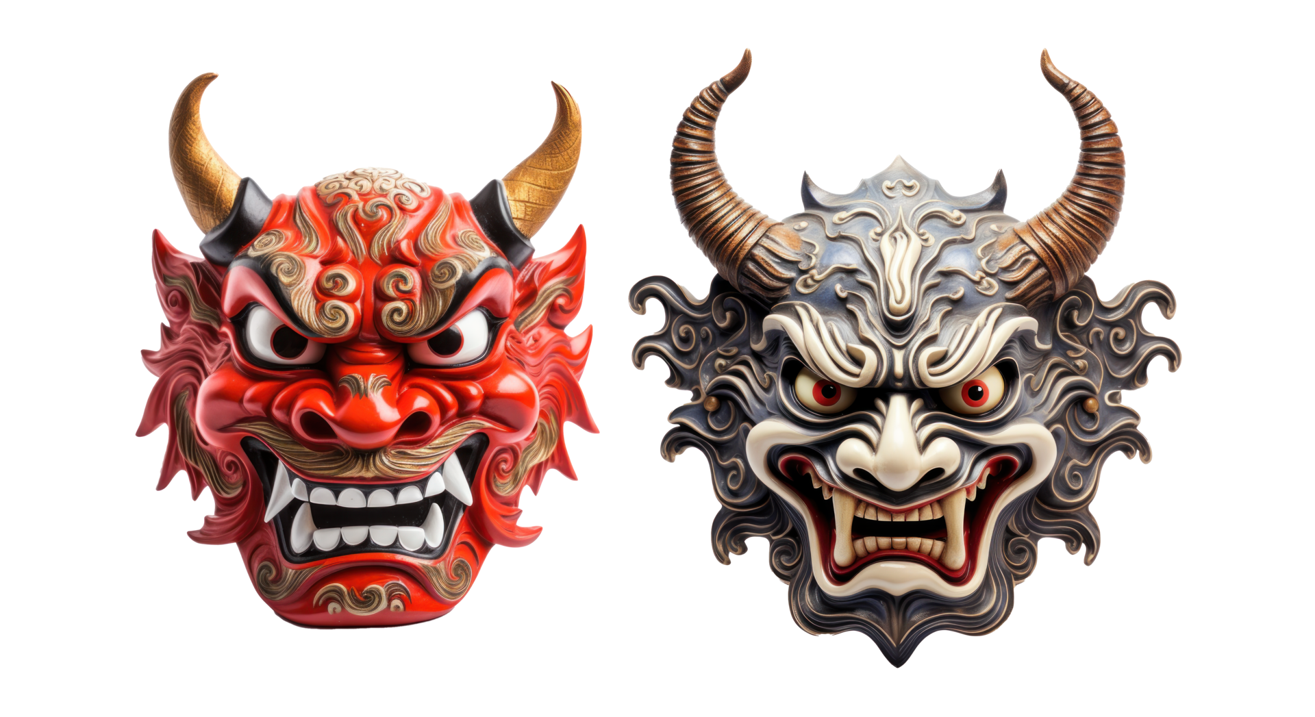 AI generated japan demon mask transparent set 35461007 PNG