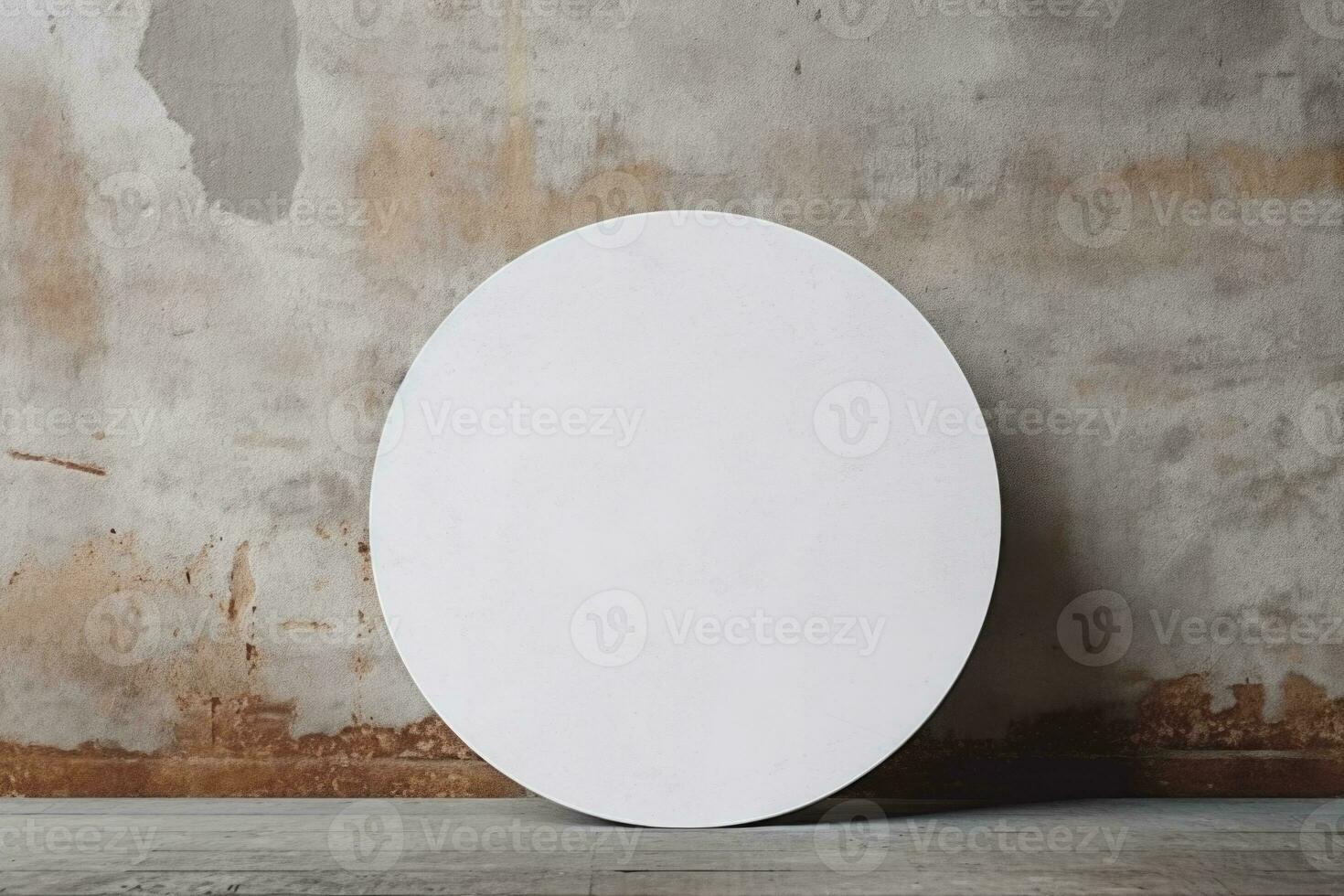 AI generated A mock-up of a round white sticker on a concrete background photo