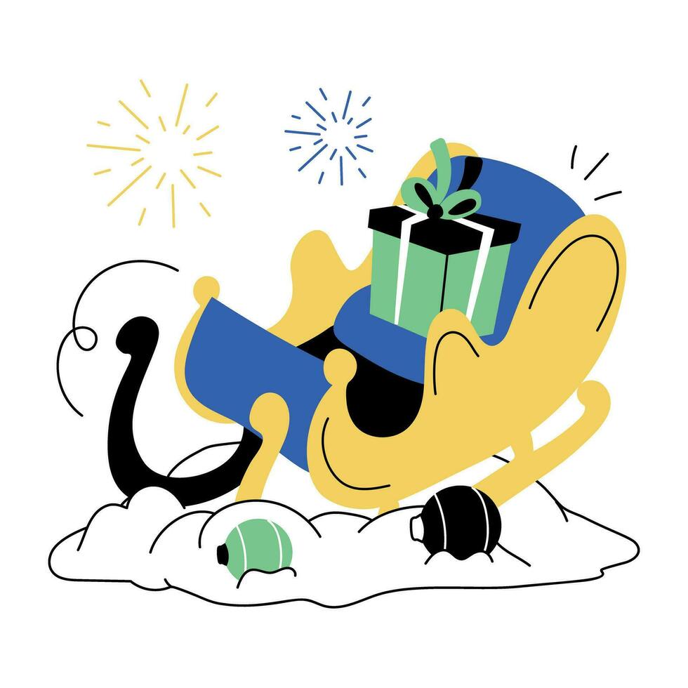 Trendy Santa Sleigh vector