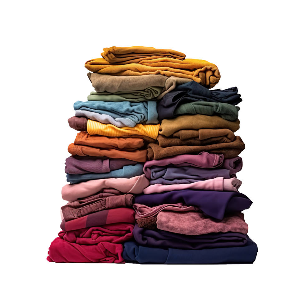 AI generated Stack of colorful clothes on transparent background png