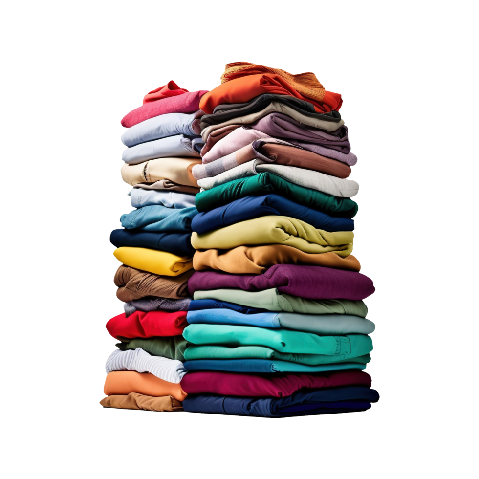 AI generated Stack of colorful clothes on transparent background png