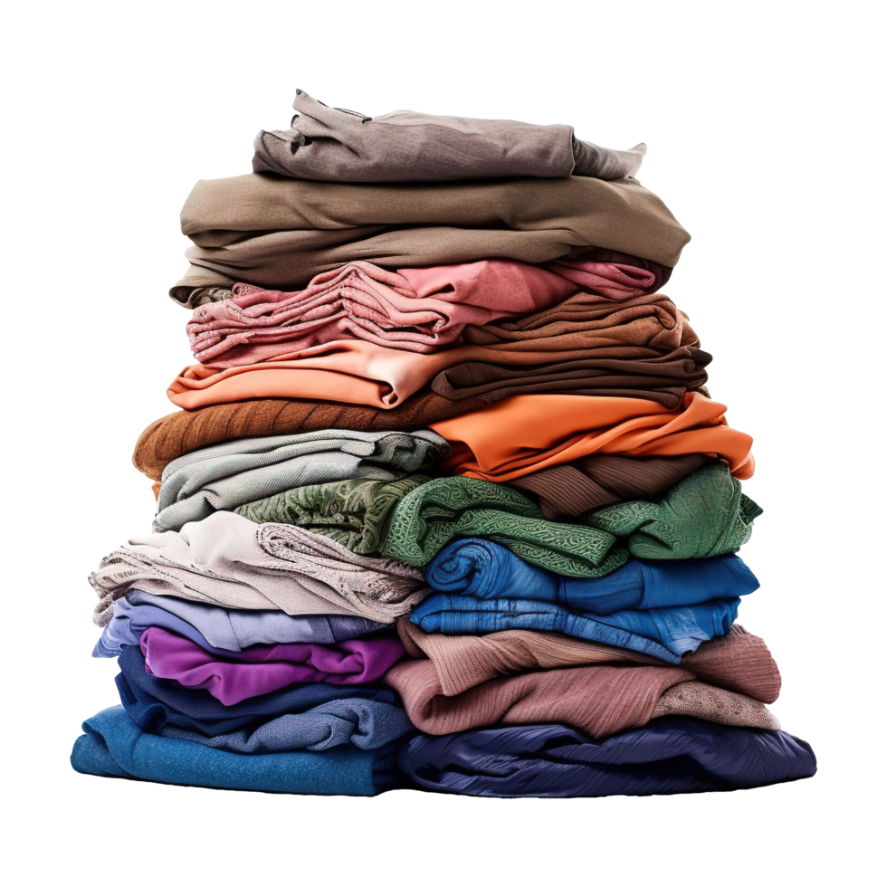 AI generated Stack of colorful clothes on transparent background png