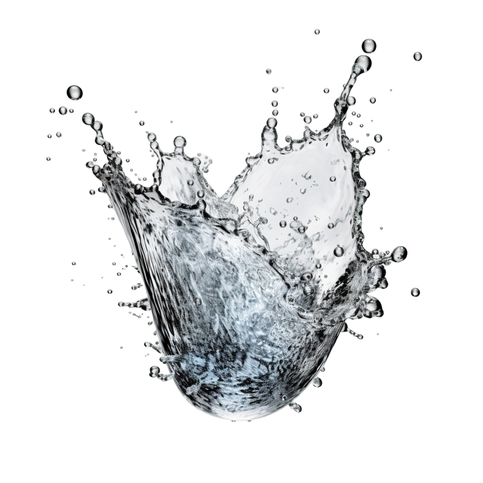 AI generated Water splashes and wave with drops. Fresh drink, clear aqua falling or pour with air bubble on transparent background png