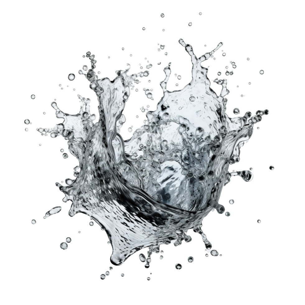 AI generated Water splashes and wave with drops. Fresh drink, clear aqua falling or pour with air bubble on transparent background png