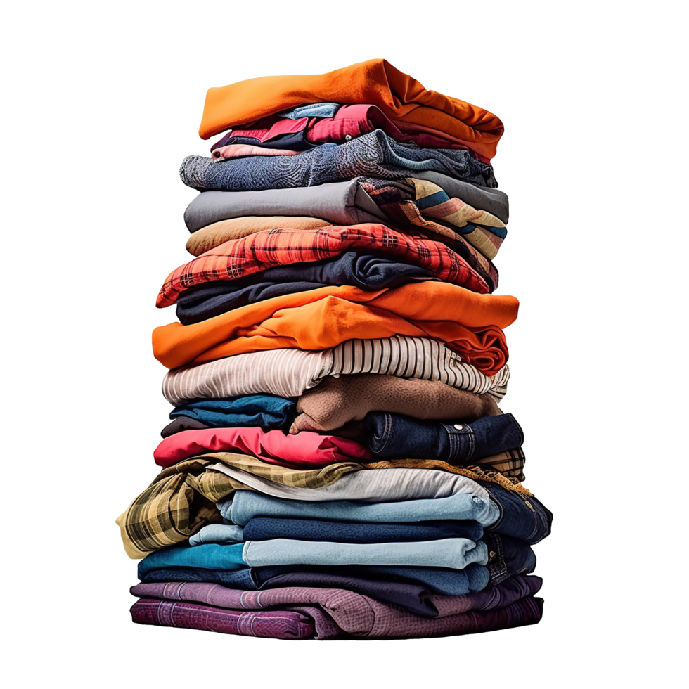 AI generated Stack of colorful clothes on transparent background png