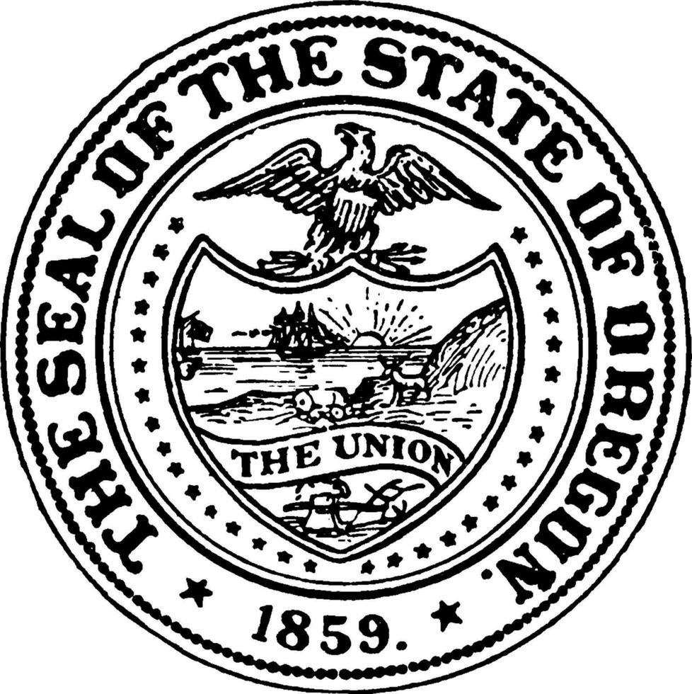 The Great Seal of the State of Oregon, vintage illustration vector