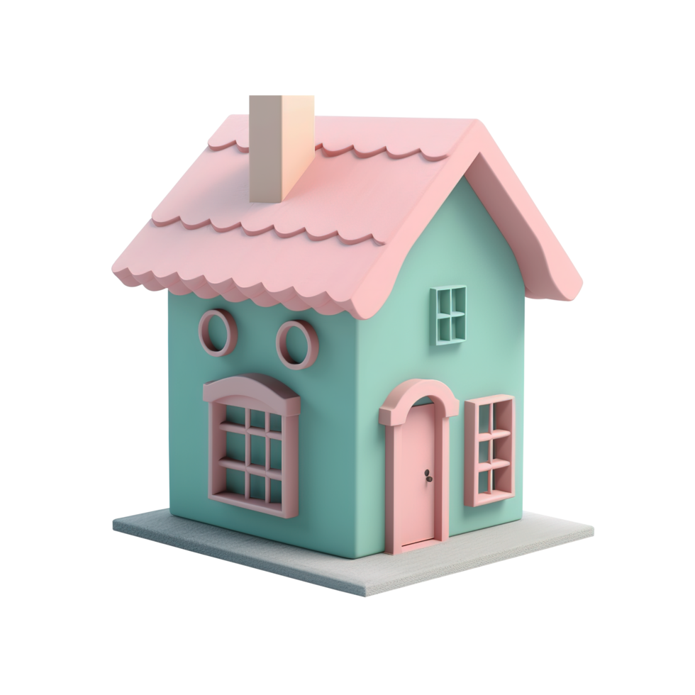 AI generated 3D cute house on transparent background png