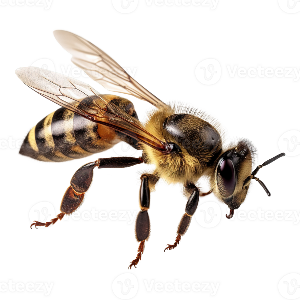 ai generado miel abeja en transparente antecedentes png
