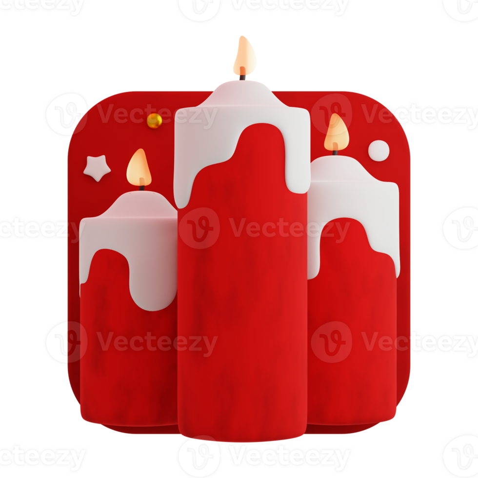 3d render christmas candles png