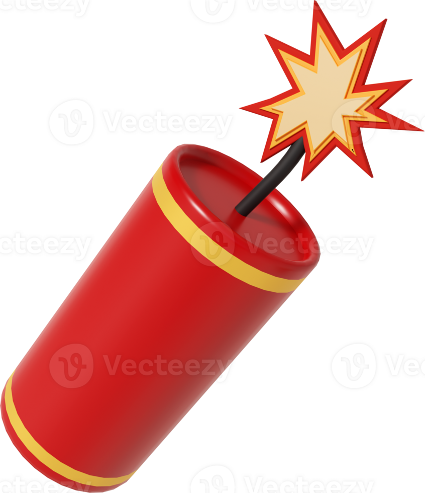 3d render chinese firecracker png
