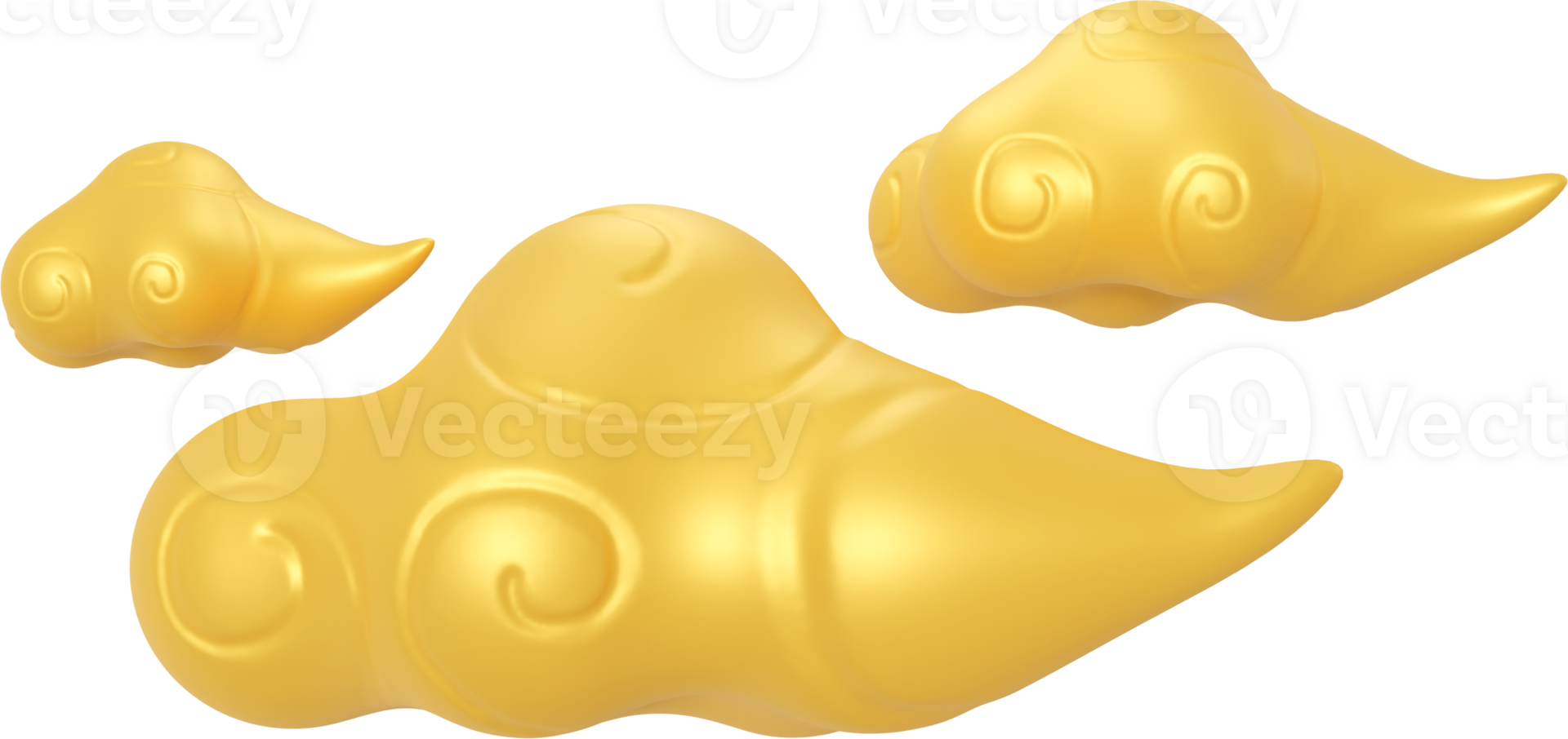 3d render chinese gold cloud png