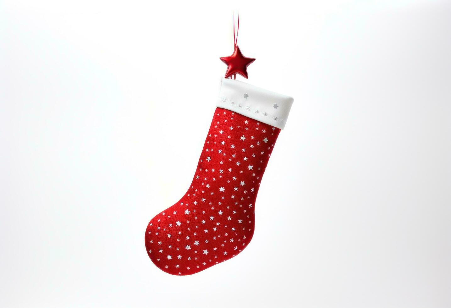 AI generated a christmas stocking hanging on top of white background photo
