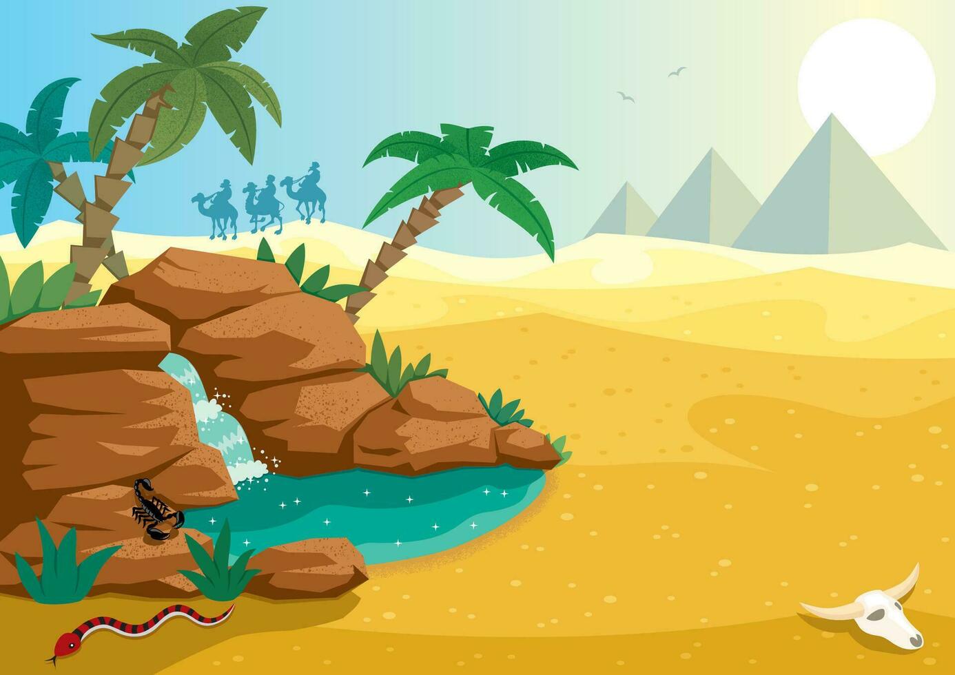 Desierto oasis dibujos animados vector
