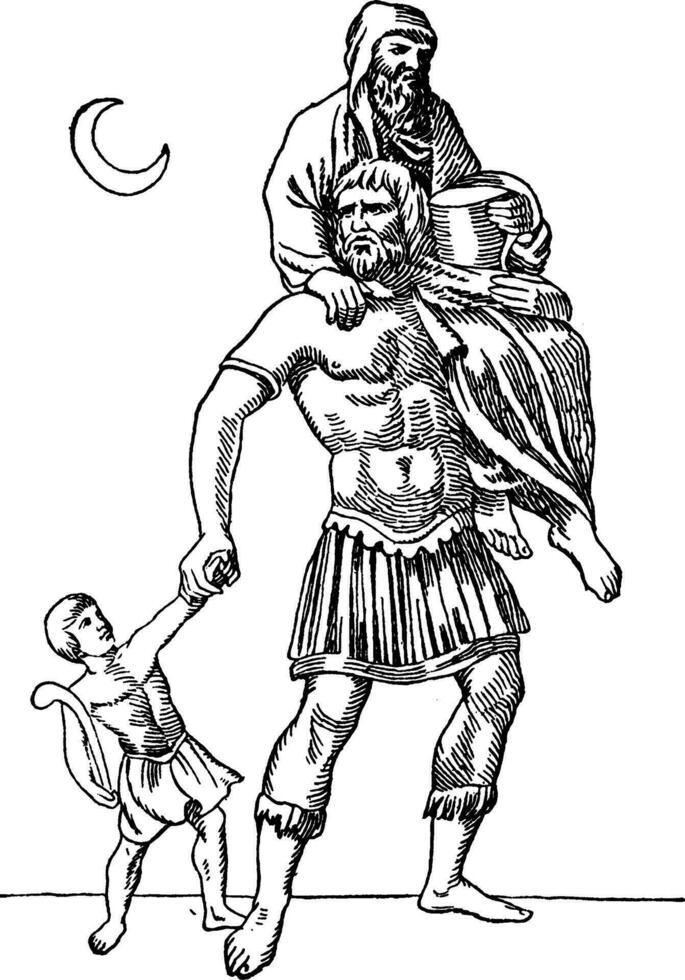 Aeneas vintage illustration. vector