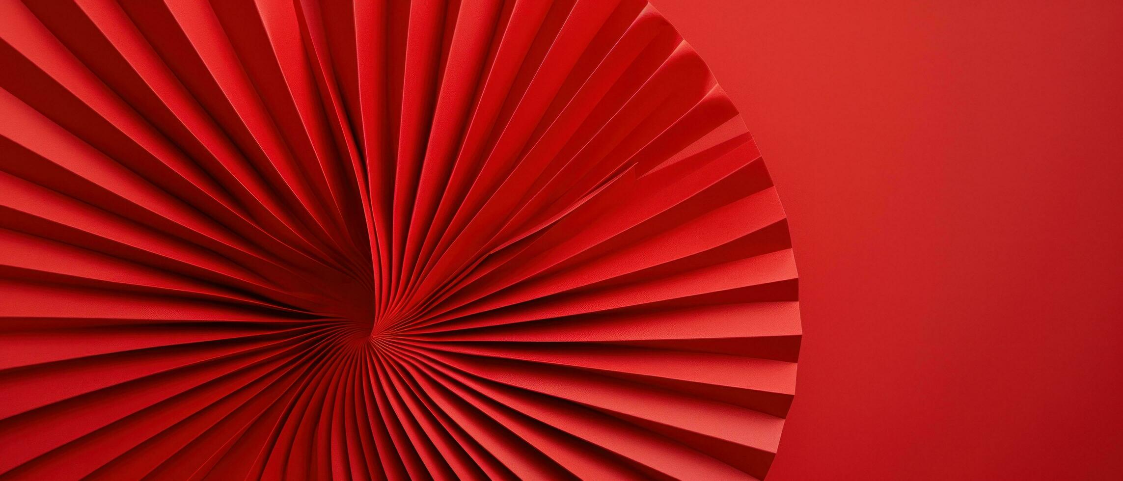 AI generated a pair of red paper fans on a red background, panoramic scale photo