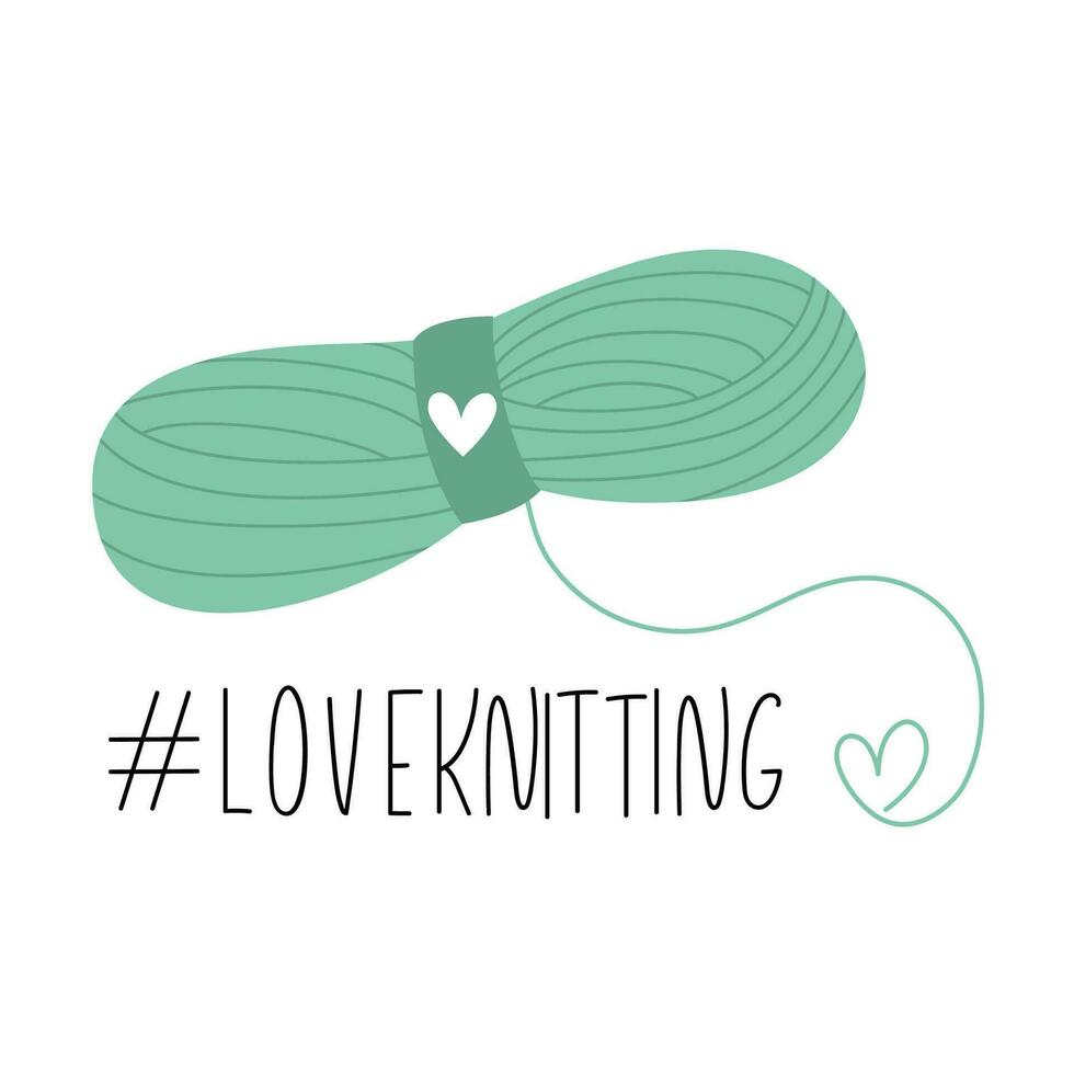 Creative card with inspirational hashtag love knitting.Inspirational Postcard design 35461691