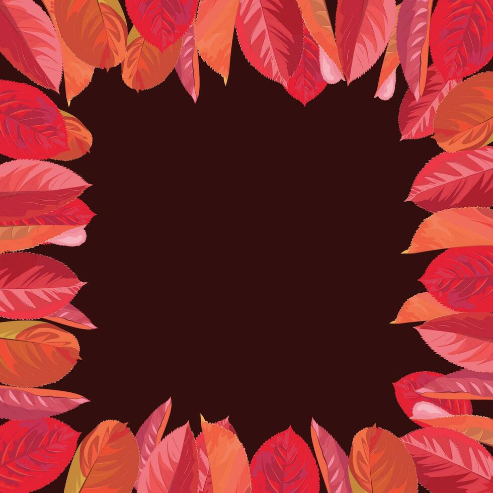 marco, guirnalda de otoño hojas de negro serbal en un marrón antecedentes vector