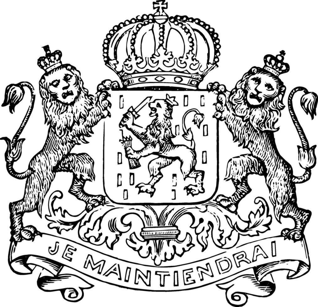 The Great Seal of Luxemburg is a European Seal, vintage engraving. vector