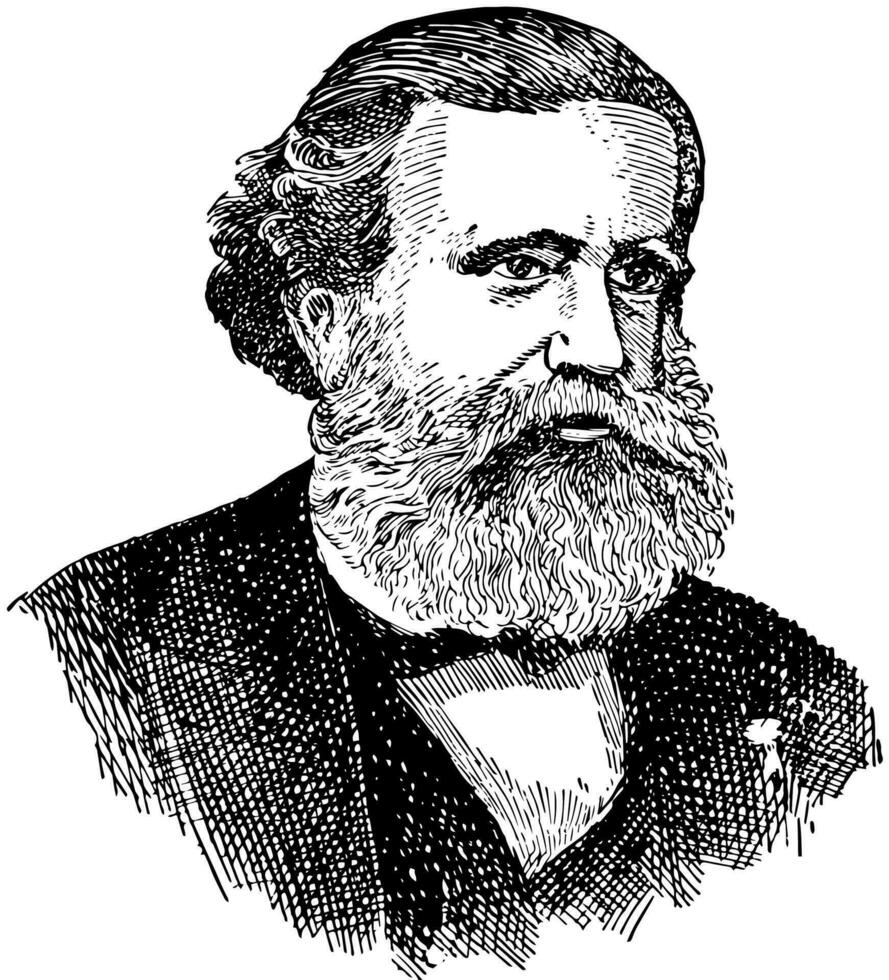 Dom Pedro II of Brazil, vintage illustration vector