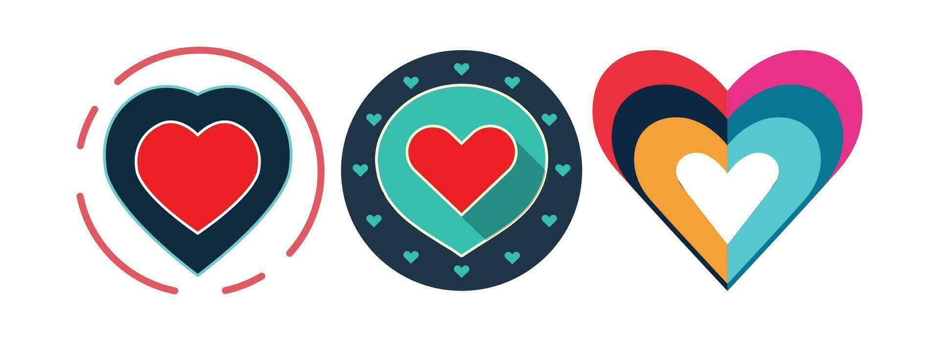 Abstract Vector Beautiful Hearts Pack Icon Design Template