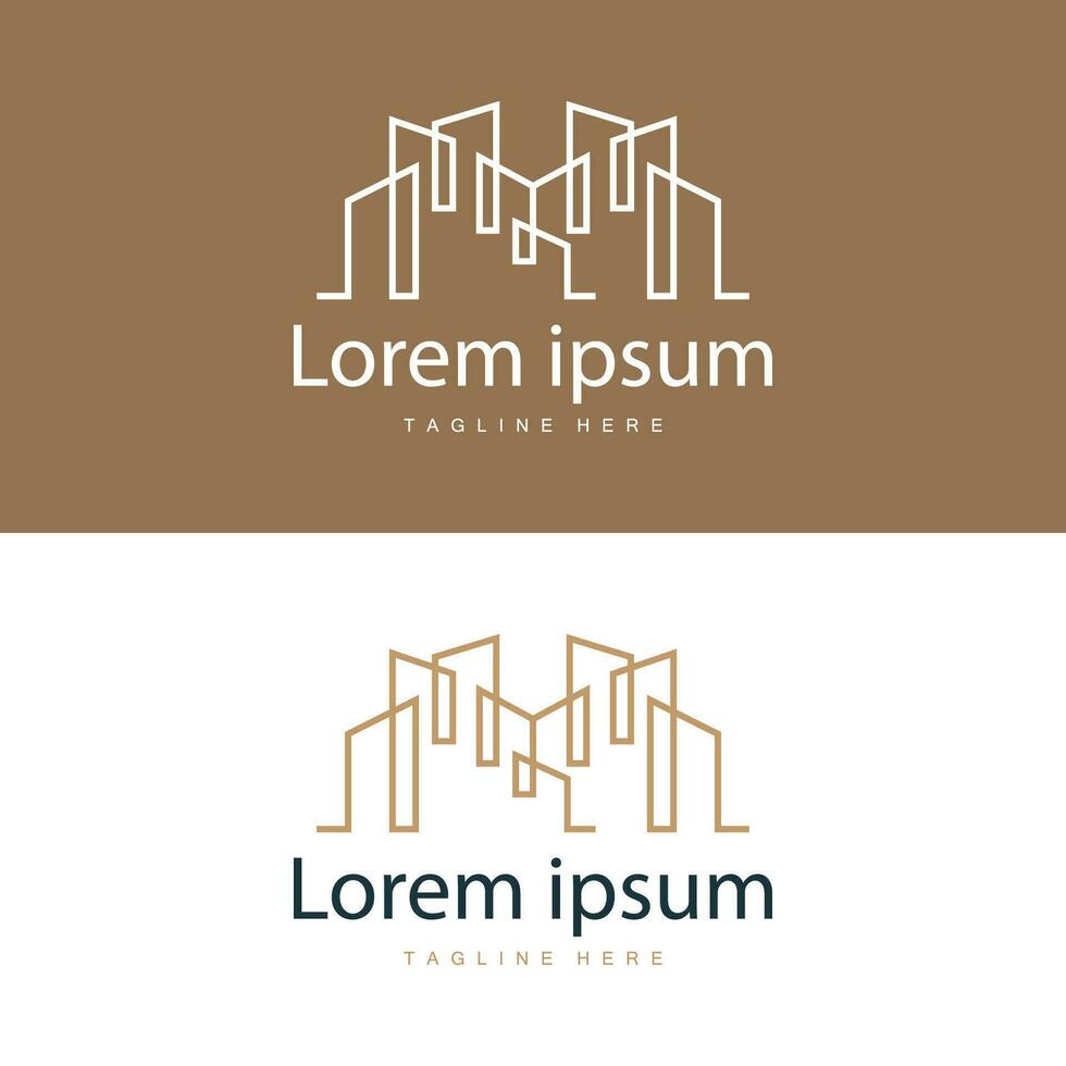 Modern City Building Logo Design, Luxurious and Simple Urban Architecture vector