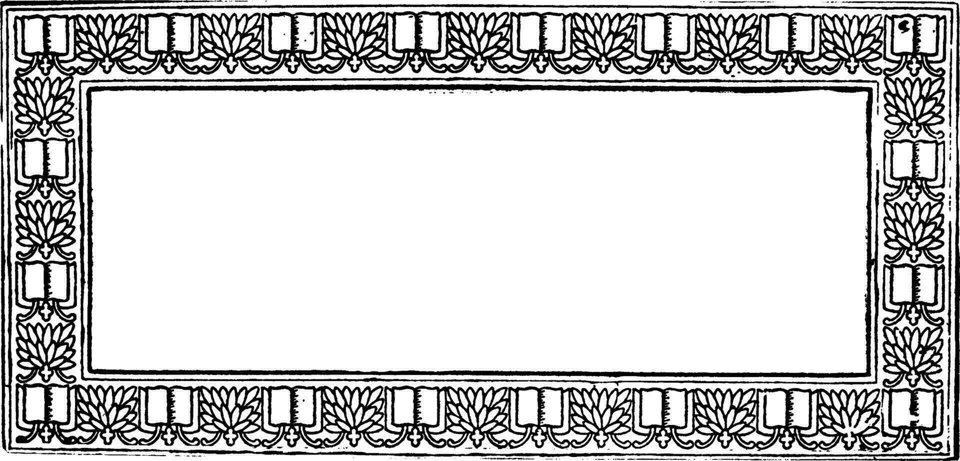 Book and Floral Border is a antique pattern, vintage engraving. vector