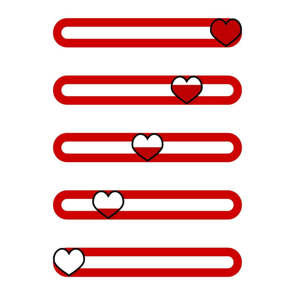 conjunto de indicador para enamorado día móvil aplicación vector excelente clasificación, medición bar indicar ilustración
