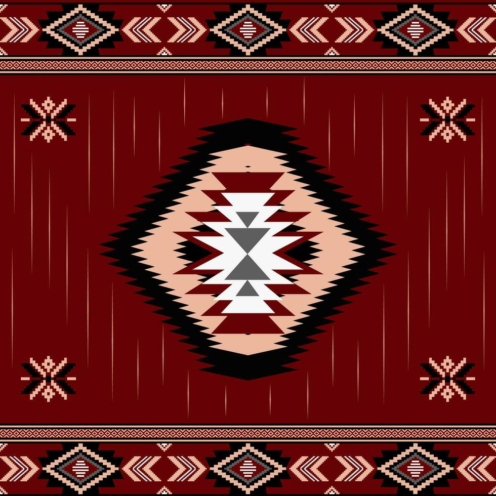 Ethnic abstract ikat art. Seamless pattern in tribal, folk embroidery, and Mexican style. Aztec geometric art ornament print.Design for carpet, wallpaper, clothing, wrapping, fabric vector