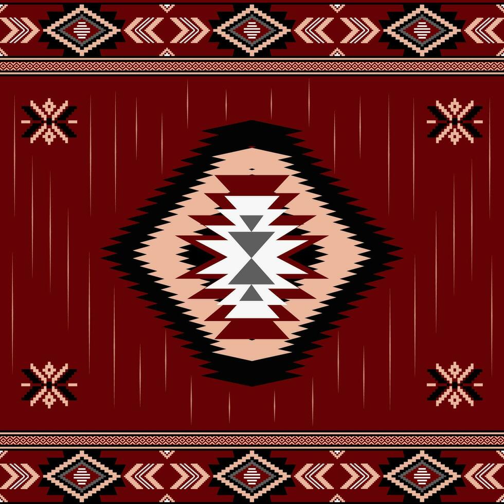 Ethnic abstract ikat art. Seamless pattern in tribal, folk embroidery, and Mexican style. Aztec geometric art ornament print.Design for carpet, wallpaper, clothing, wrapping, fabric vector