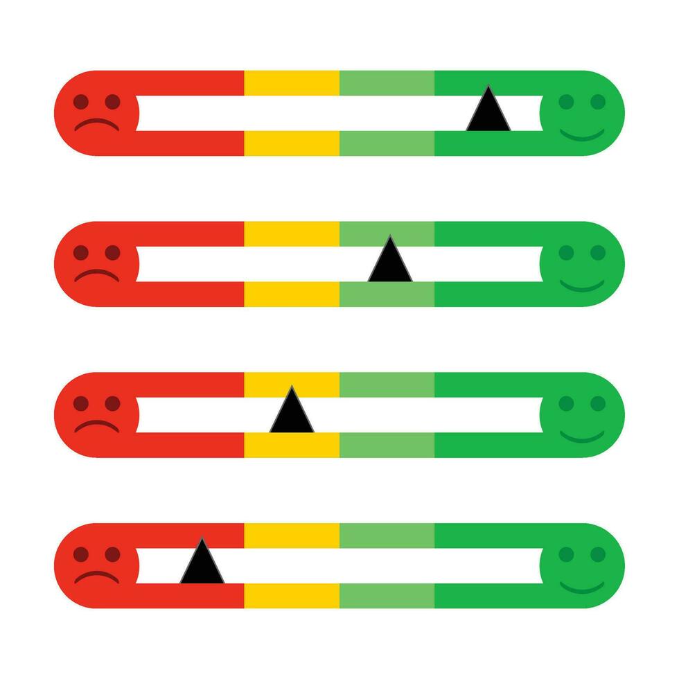 Credit score rating bar with happy and sad smile. Customer indices, infographic credit rate. Vector illustration