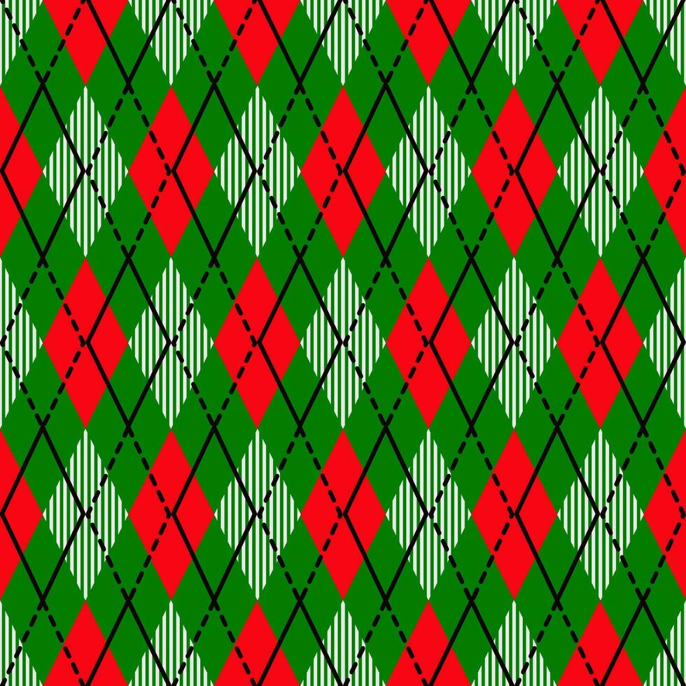 Ugly sweater Merry Christmas Happy New Year illustration knitted background seamless pattern folk style scandinavian ornaments. Wallpaper wrapping paper textile print. White, red, green colors. vector