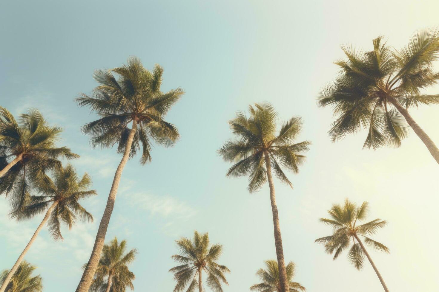 AI generated palm trees standing horizontally against the sky photo