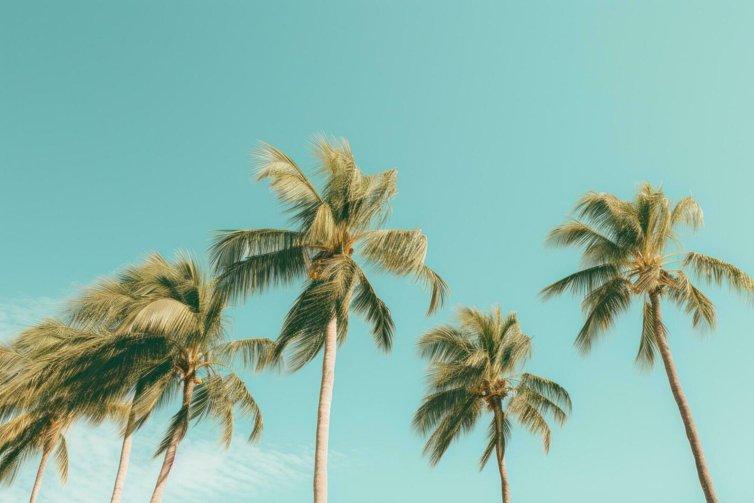 AI generated palm trees standing horizontally against the sky photo