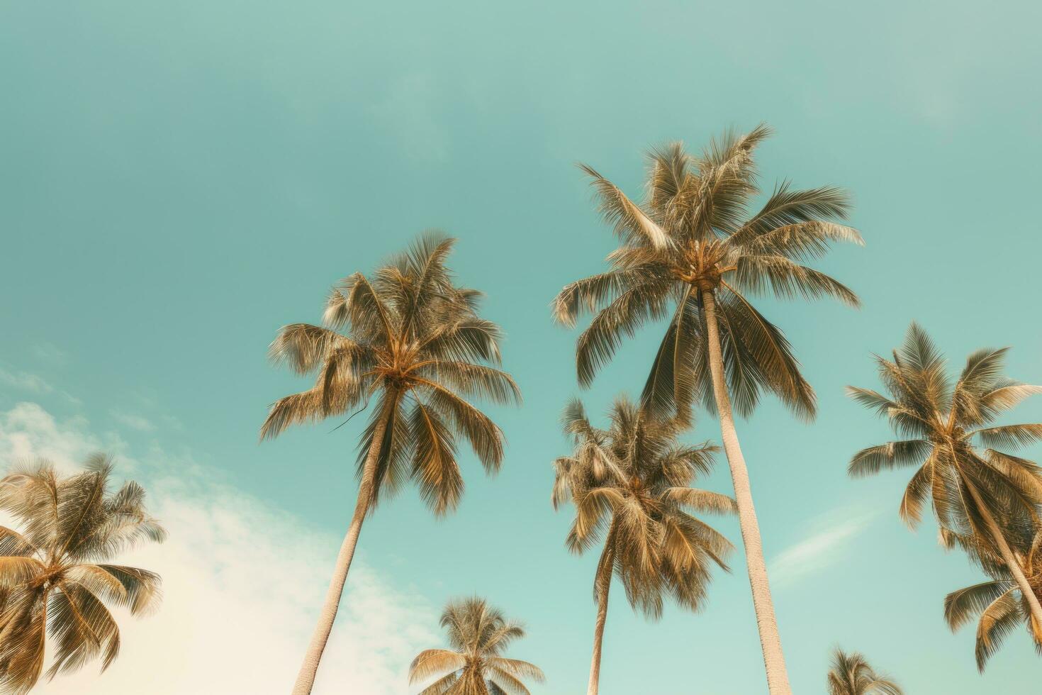 AI generated palm trees standing horizontally against the sky photo