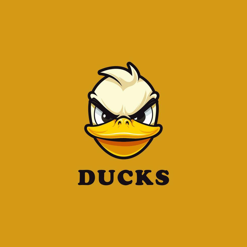 head Angry duck mascot logo design template vector icon illustration. duck head symbol